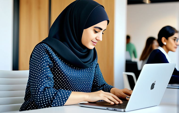**

"A professional female graphic designer, fully clothed in modest attire, working on a laptop in a brightly lit co-working space in Dubai. Modern office setting with other people collaborating in the background. Safe for work, appropriate content, perfect anatomy, well-formed hands, natural pose, high quality."

**