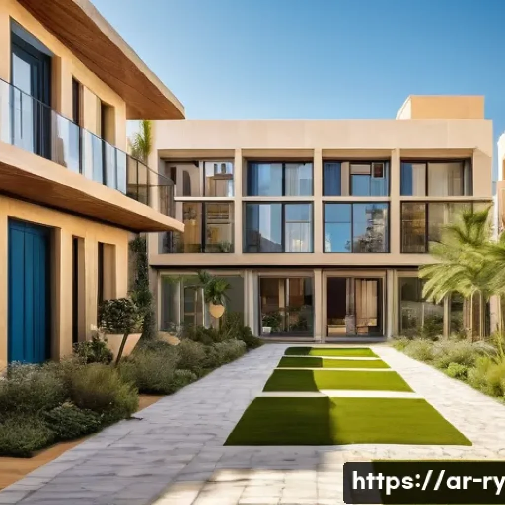 코리빙 커뮤니티의 지속 가능성 분석 - A vibrant shared residential community in an Arabic urban setting, showcasing smart and flexible urb...