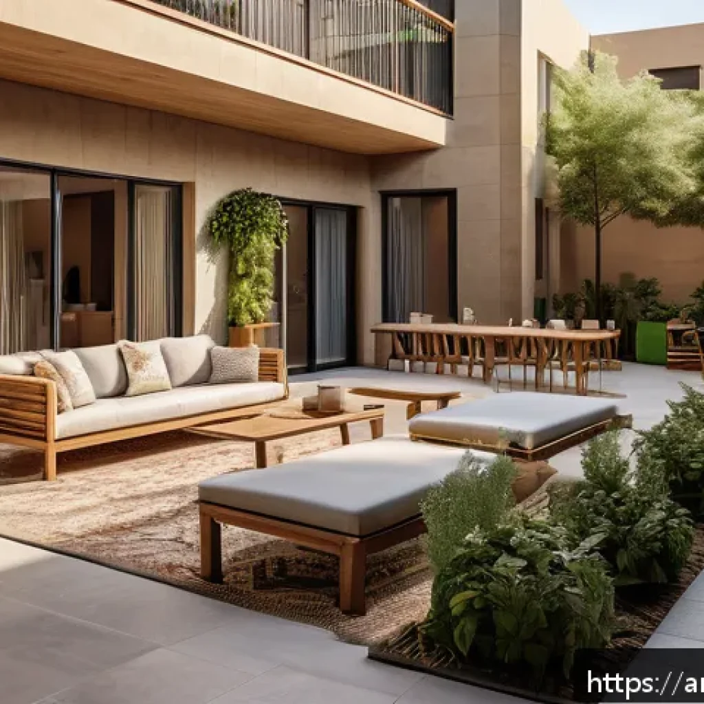 코리빙 커뮤니티의 서비스 및 요금 비교 - A vibrant co-living community courtyard in a modern Arab city, showcasing diverse residents engaging...
